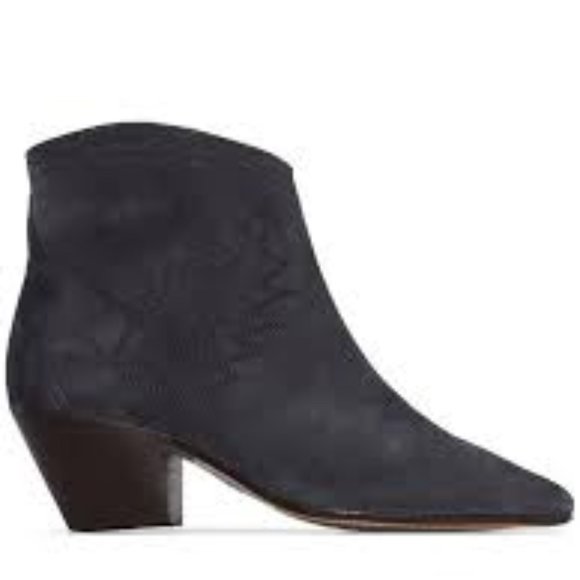 Isabel Marant Dacken Suede Western Embroidered Ankle Boots Faded Black Size 37 - Picture 2 of 11